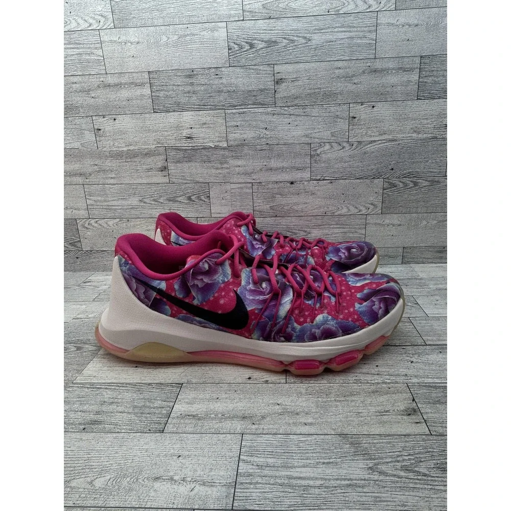 Nike KD 8 Aunt‎ Pearl Shoes Mens 13 Pink Floral Rose Kay Yow Basketball Sneakers